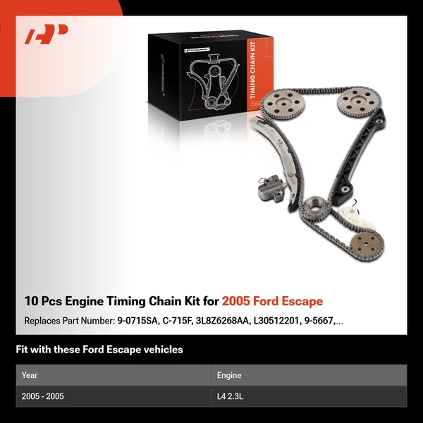 10 Pcs Engine Timing Chain Kit for 2005 Ford Escape