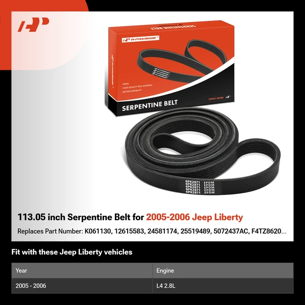 113.05 inch Serpentine Belt for 2005-2006 Jeep Liberty