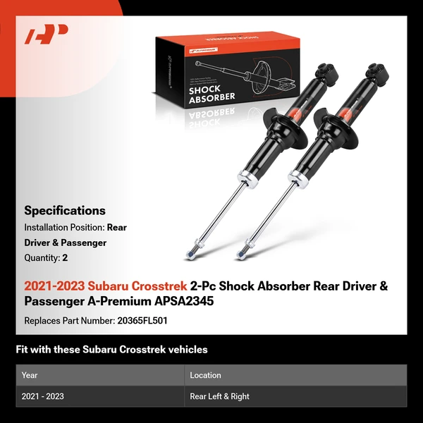 2021-2023 Subaru Crosstrek 2-Pc Shock Absorber Rear Driver & Passenger A-Premium APSA2345
