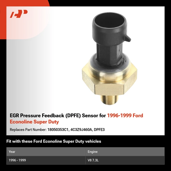 EGR Pressure Feedback (DPFE) Sensor for 1996-1999 Ford Econoline Super Duty
