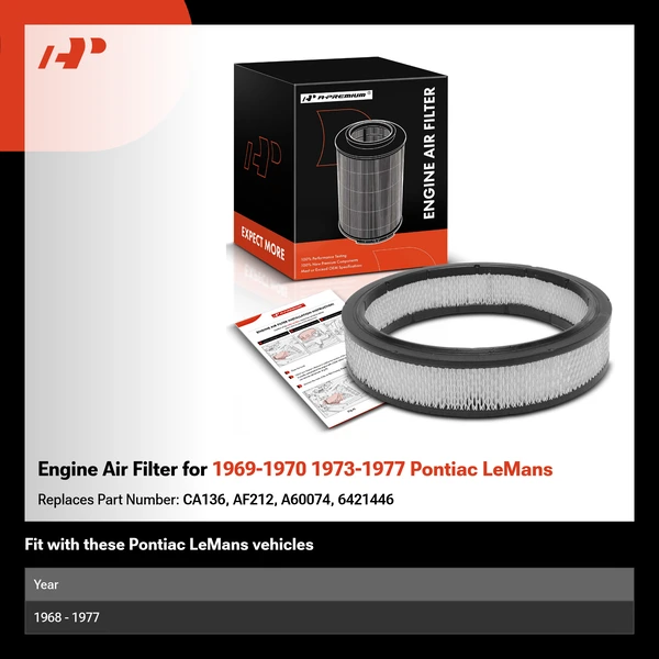 Engine Air Filter for 1969-1970 1973-1977 Pontiac LeMans