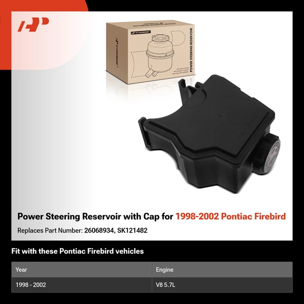 Power Steering Reservoir with Cap for 1998-2002 Pontiac Firebird