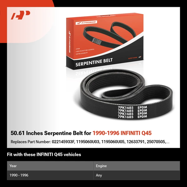 50.61 Inches Serpentine Belt for 1990-1996 INFINITI Q45