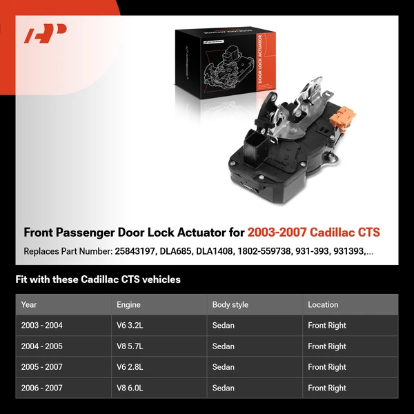 Front Passenger Door Lock Actuator for 2003-2007 Cadillac CTS