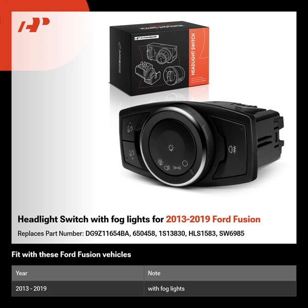Headlight Switch with fog lights for 2013-2019 Ford Fusion