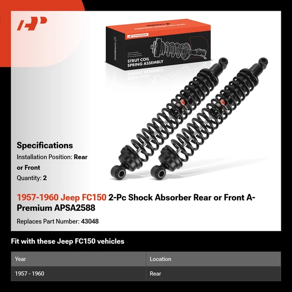 1957-1960 Jeep FC150 2-Pc Shock Absorber Rear or Front A-Premium APSA2588