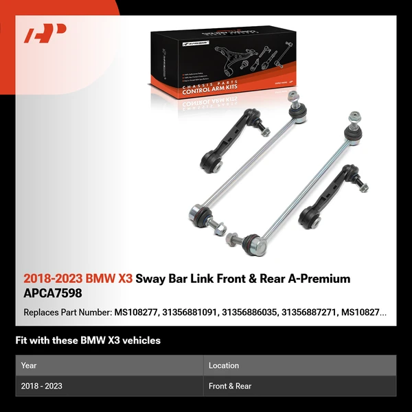 2018-2023 BMW X3 Sway Bar Link Front & Rear A-Premium APCA7598