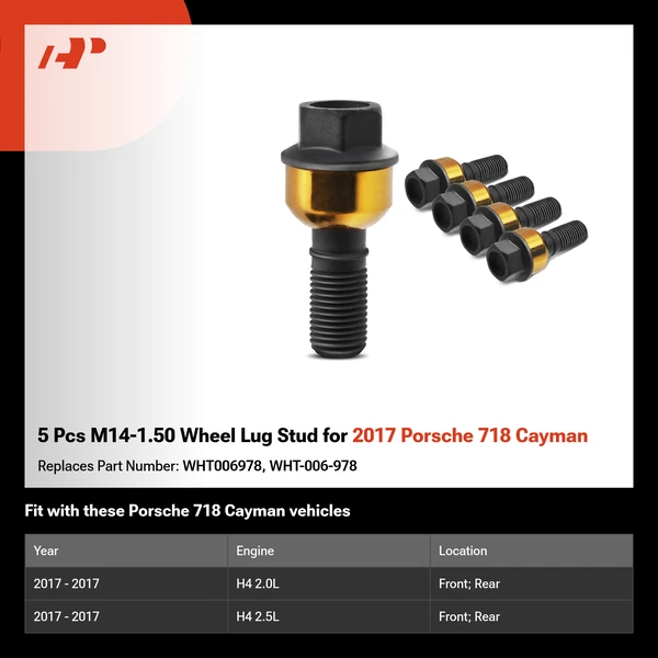 5 Pcs M14-1.50 Wheel Lug Stud for 2017 Porsche 718 Cayman