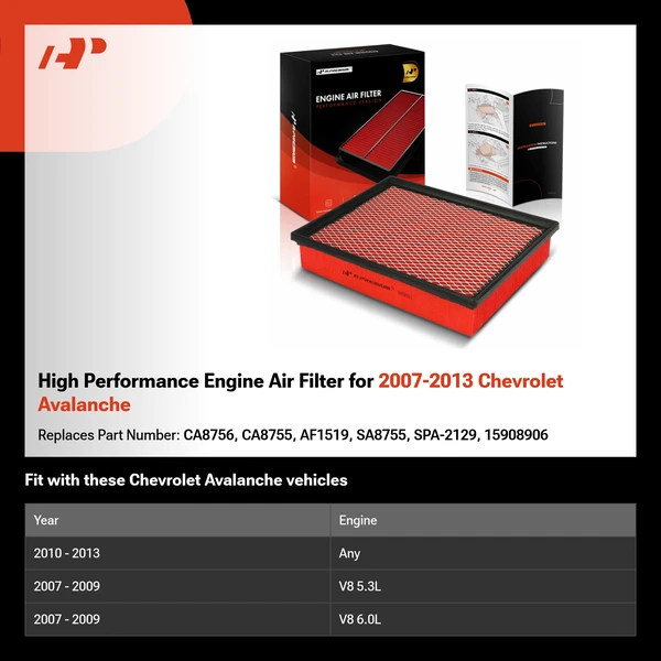 High Performance Engine Air Filter for 2007-2013 Chevrolet Avalanche