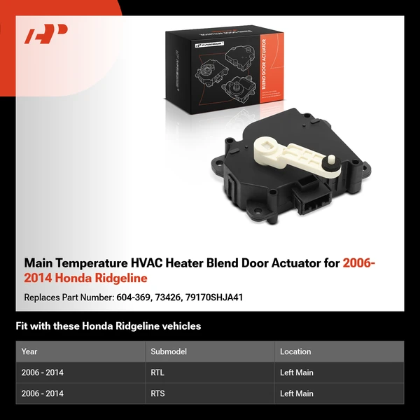 Main Temperature HVAC Heater Blend Door Actuator for 2006-2014 Honda Ridgeline