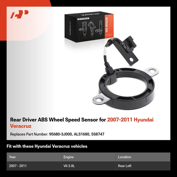Rear Driver ABS Wheel Speed Sensor for 2007-2011 Hyundai Veracruz