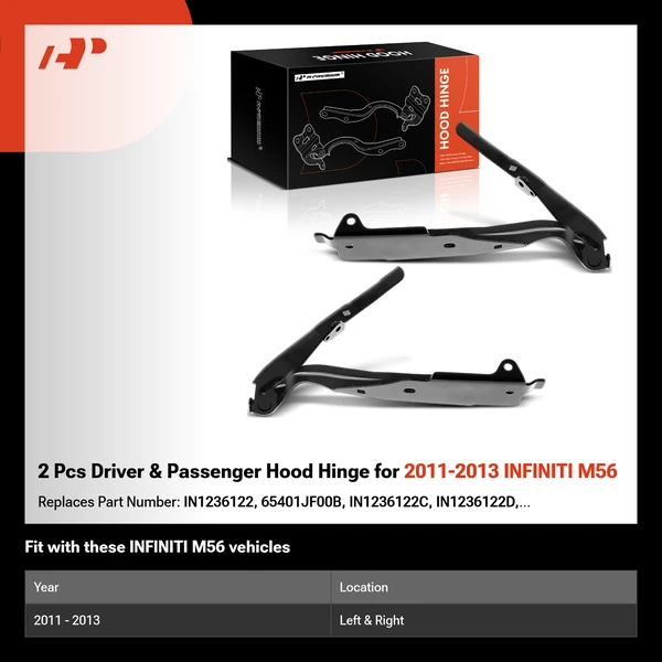 2 Pcs Driver & Passenger Hood Hinge for 2011-2013 INFINITI M56