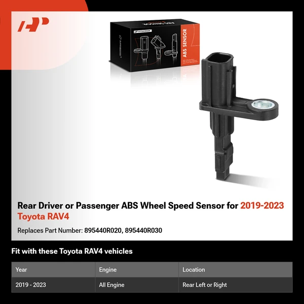 Rear Driver or Passenger ABS Wheel Speed Sensor for 2019-2023 Toyota RAV4