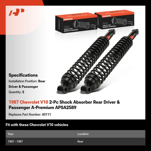 1987 Chevrolet V10 2-Pc Shock Absorber Rear Driver & Passenger A-Premium APSA2589