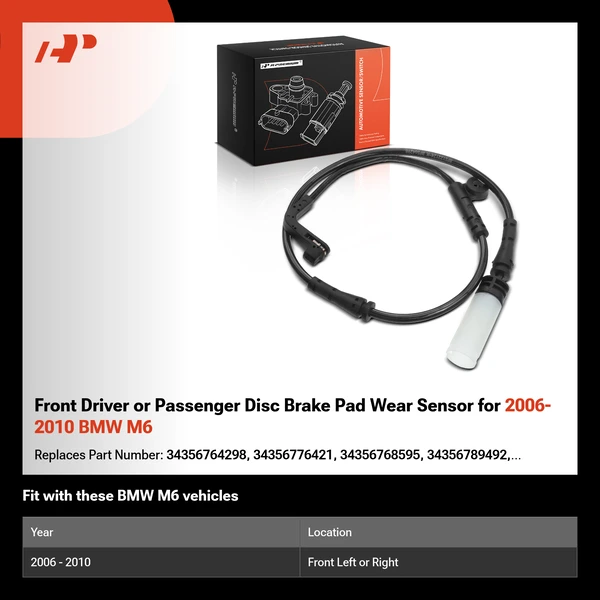 Front Driver or Passenger Disc Brake Pad Wear Sensor for 2006-2010 BMW M6