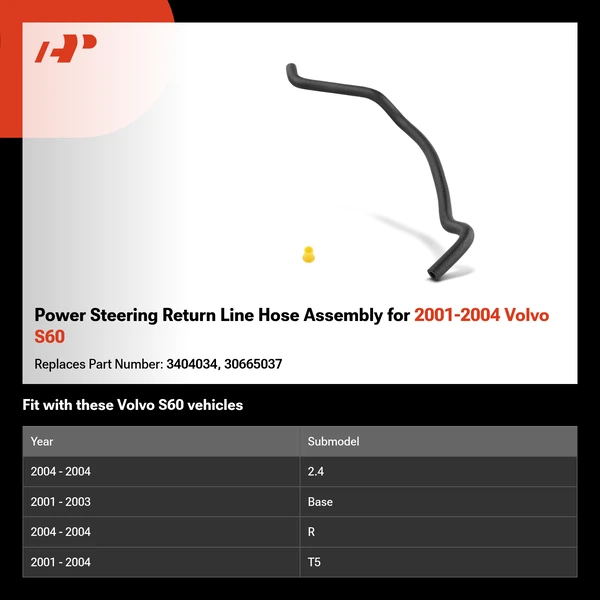 Power Steering Return Line Hose Assembly for 2001-2004 Volvo S60