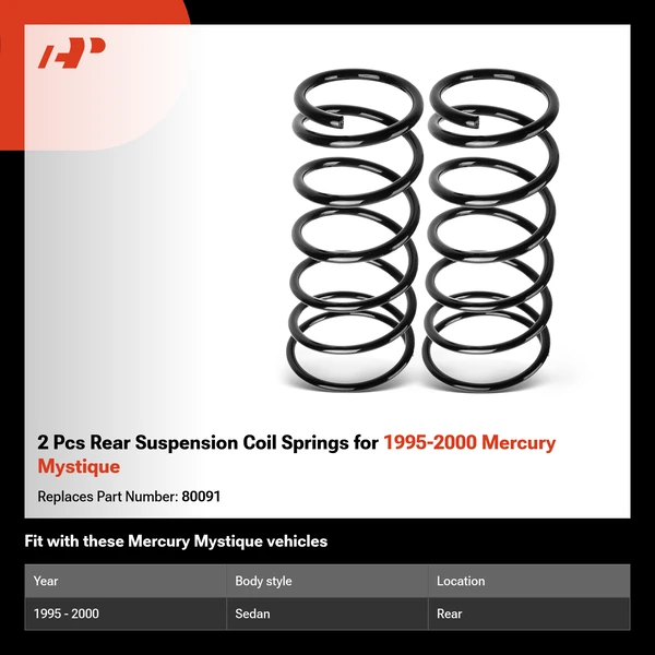 2 Pcs Rear Suspension Coil Springs for 1995-2000 Mercury Mystique