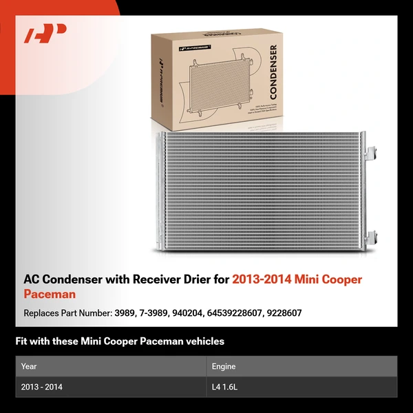 AC Condenser with Receiver Drier for 2013-2014 Mini Cooper Paceman