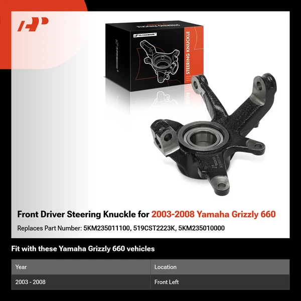 Front Driver Steering Knuckle for 2003-2008 Yamaha Grizzly 660