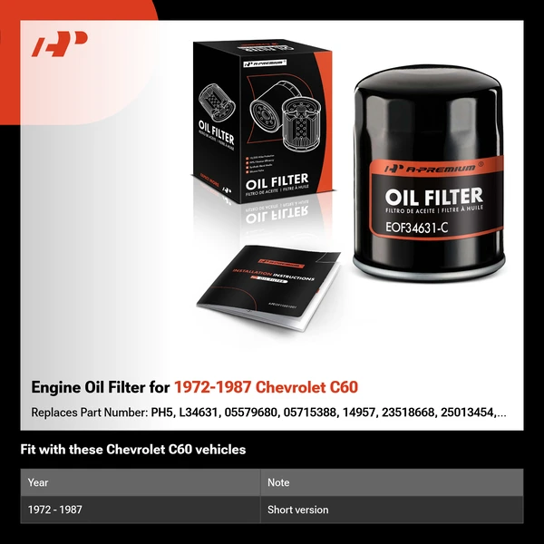 Engine Oil Filter for 1972-1987 Chevrolet C60