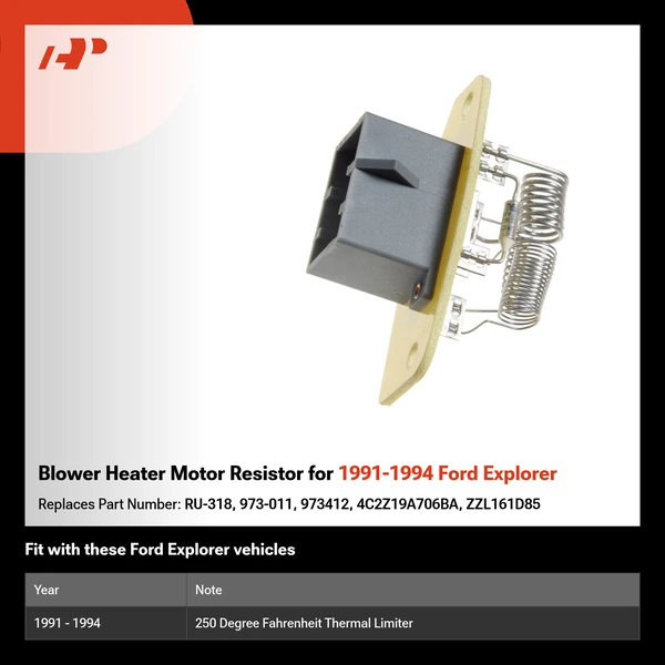 Blower Heater Motor Resistor for 1991-1994 Ford Explorer