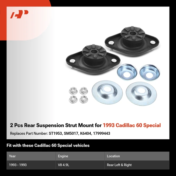 2 Pcs Rear Suspension Strut Mount for 1993 Cadillac 60 Special