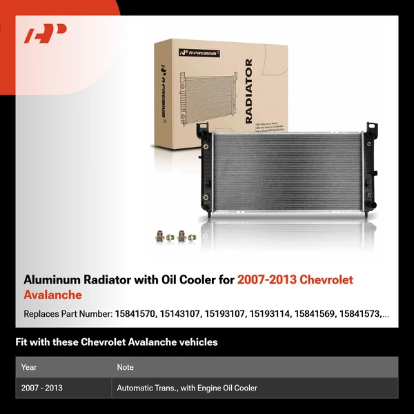 Aluminum Radiator with Oil Cooler for 2007-2013 Chevrolet Avalanche