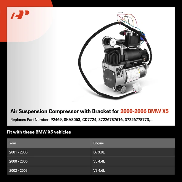 Air Suspension Compressor with Bracket for 2000-2006 BMW X5