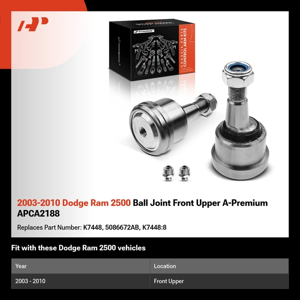 2003-2010 Dodge Ram 2500 Ball Joint Front Upper A-Premium APCA2188