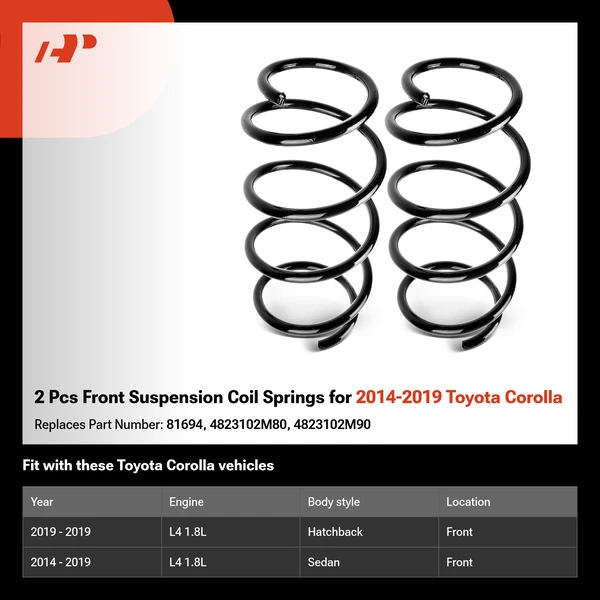 2 Pcs Front Suspension Coil Springs for 2014-2019 Toyota Corolla