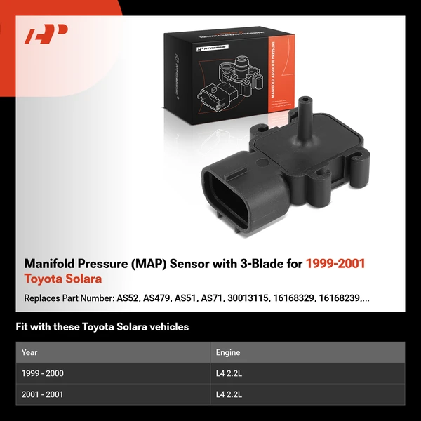Manifold Pressure (MAP) Sensor with 3-Blade for 1999-2001 Toyota Solara