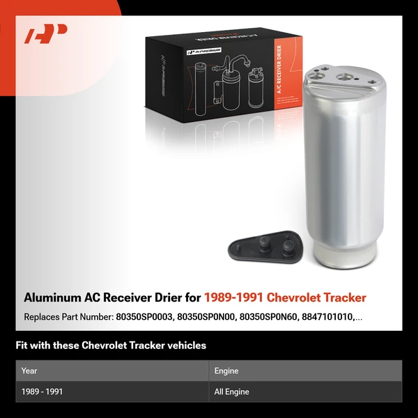 Aluminum AC Receiver Drier for 1989-1991 Chevrolet Tracker