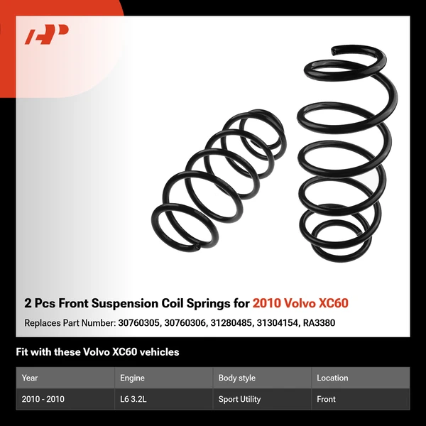 2 Pcs Front Suspension Coil Springs for 2010 Volvo XC60