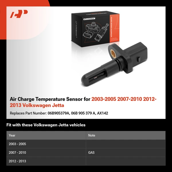 Air Charge Temperature Sensor for 2003-2005 2007-2010 2012-2013 Volkswagen Jetta