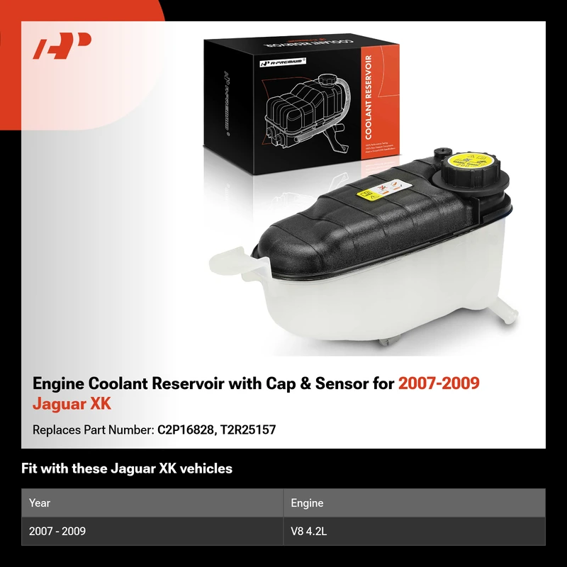 Engine Coolant Reservoir with Cap & Sensor for 2007-2009 Jaguar XK