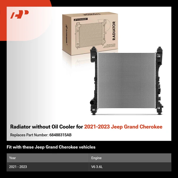 Radiator without Oil Cooler for 2021-2023 Jeep Grand Cherokee