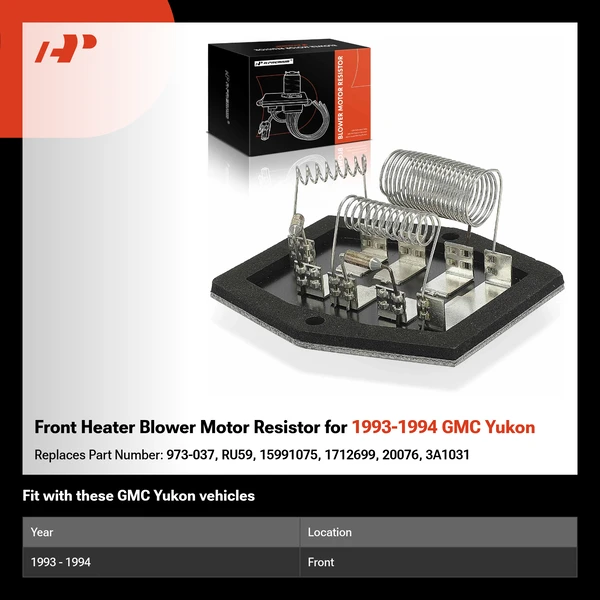 Front Heater Blower Motor Resistor for 1993-1994 GMC Yukon