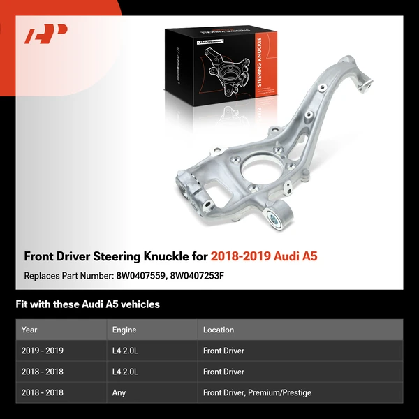 Front Driver Steering Knuckle for 2018-2019 Audi A5