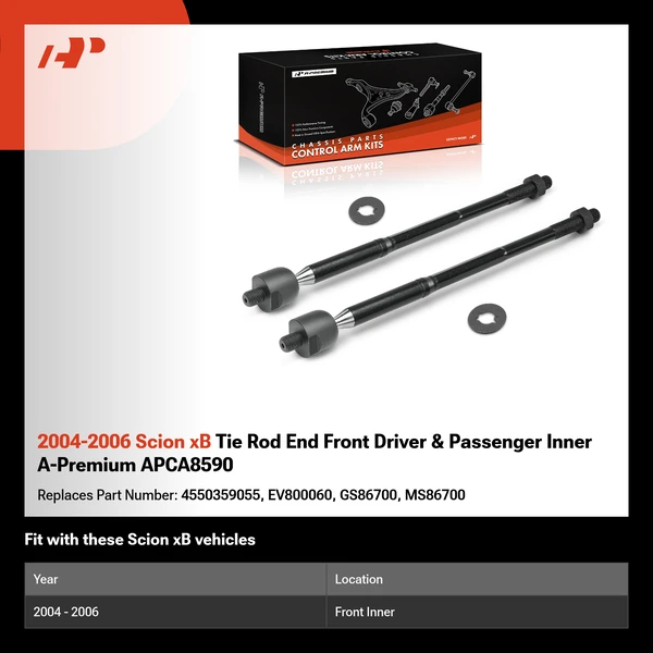 2004-2006 Scion xB Tie Rod End Front Driver & Passenger Inner A-Premium APCA8590
