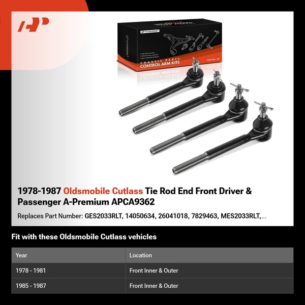 1978-1987 Oldsmobile Cutlass Tie Rod End Front Driver & Passenger A-Premium APCA9362