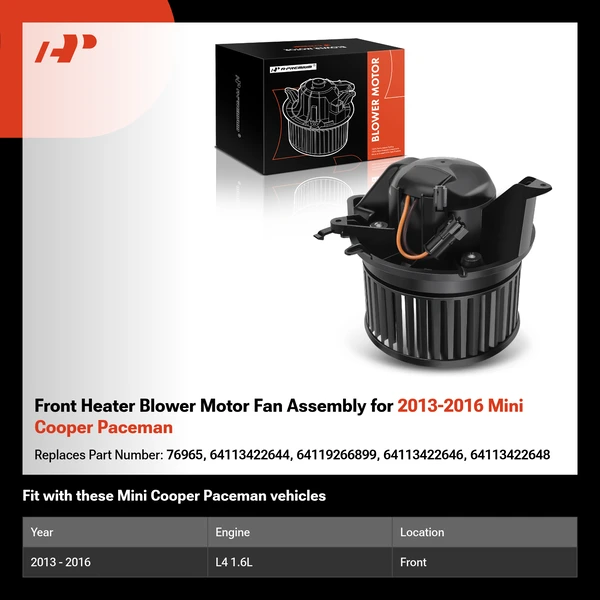 Front Heater Blower Motor Fan Assembly for 2013-2016 Mini Cooper Paceman