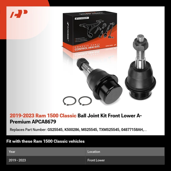 2019-2023 Ram 1500 Classic Ball Joint Kit Front Lower A-Premium APCA8679