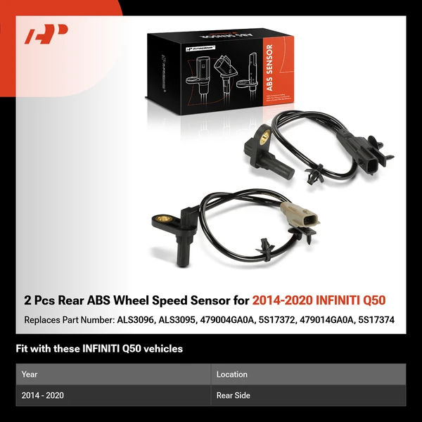 2 Pcs Rear ABS Wheel Speed Sensor for 2014-2020 INFINITI Q50