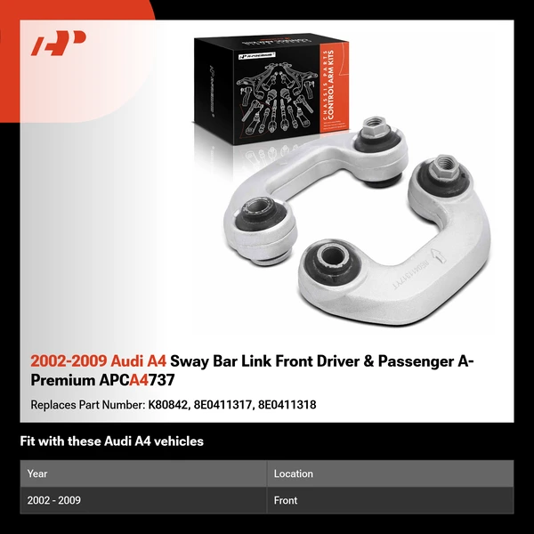 2002-2009 Audi A4 Sway Bar Link Front Driver & Passenger A-Premium APCA4737