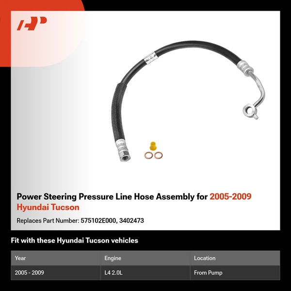 Power Steering Pressure Line Hose Assembly for 2005-2009 Hyundai Tucson