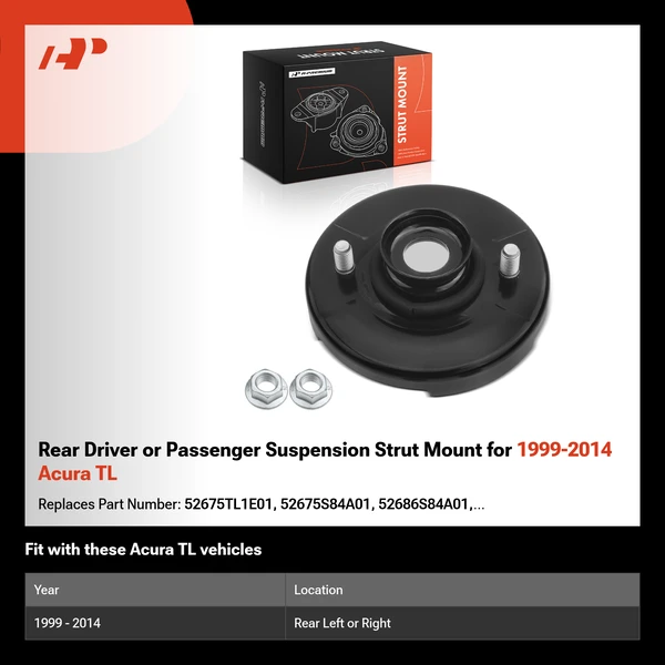 Rear Driver or Passenger Suspension Strut Mount for 1999-2014 Acura TL