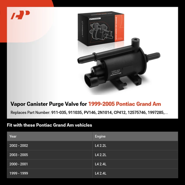 Vapor Canister Purge Valve for 1999-2005 Pontiac Grand Am
