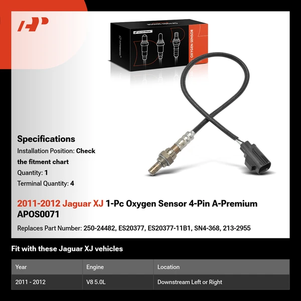 2011-2012 Jaguar XJ 1-Pc Oxygen Sensor 4-Pin A-Premium APOS0071