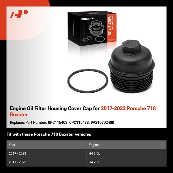 Engine Oil Filter Housing Cover Cap for 2017-2022 Porsche 718 Boxster