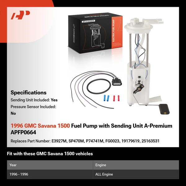 1996 GMC Savana 1500 Fuel Pump with Sending Unit A-Premium APFP0664